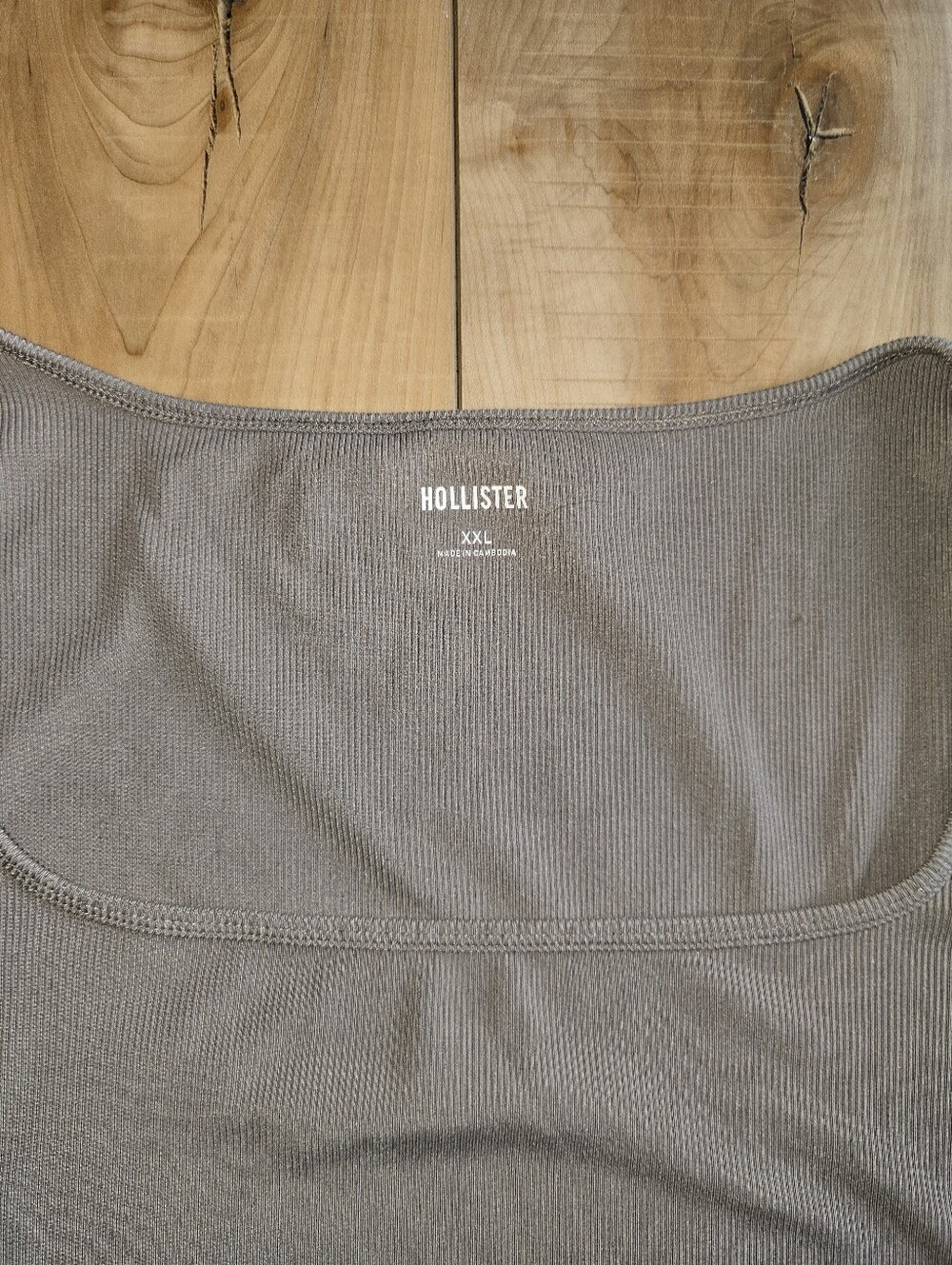 Hollister Long Sleeve Square Neck Cropped Tan Brown Long Sleeve Shirt Sz XXL